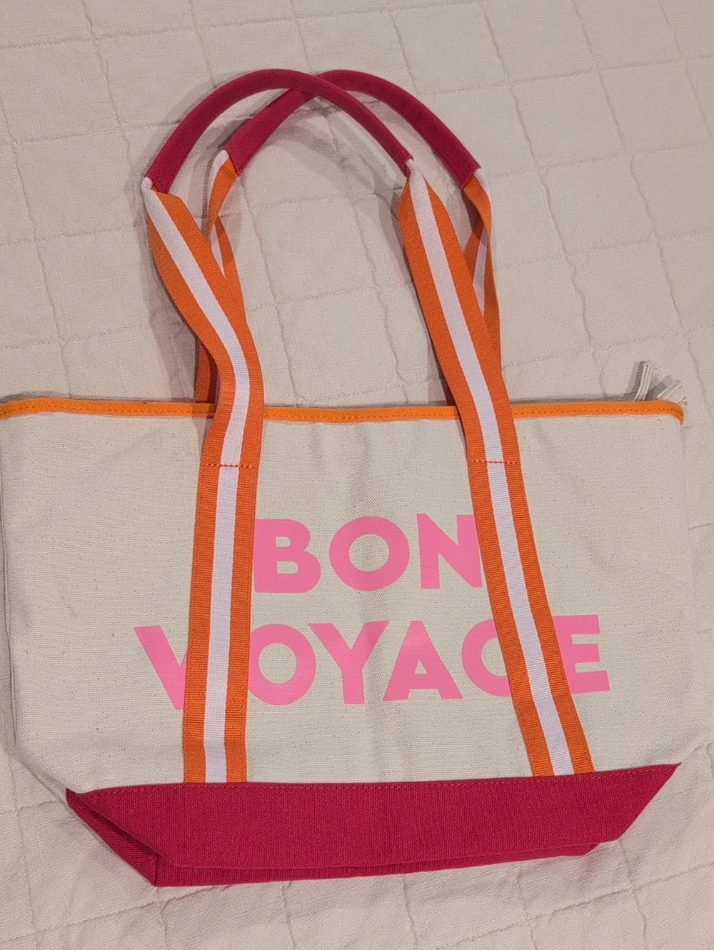 Old Navy Bon Voyage Cotton Tote With Pink And Orange Color Scheme